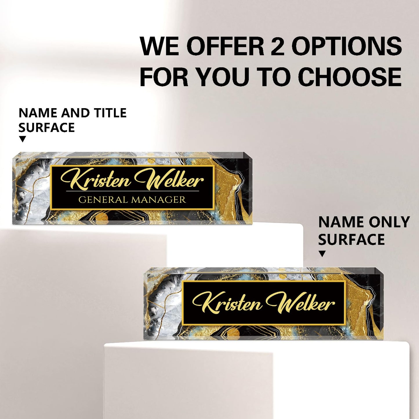 Custom Name Plate for Desk, Desk Name Plate Personalized, Office Decor for Women Men, Acrylic Desktop Accessories, Office Appreciation Gifts for Boss Social Workers Teacher Nurse Employee (Black Coast)