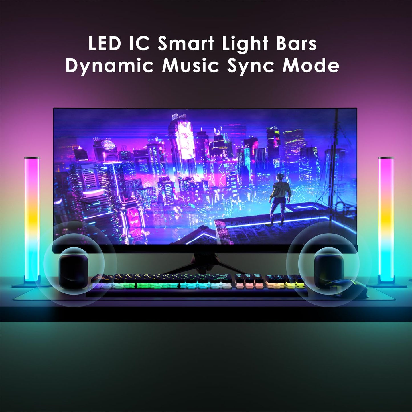 Barhootao RGB Light Bar,Smart LED Light Bar for Room,16 Million Colors,Three Control Modes,Dynamic Music Sync Mode,213 Preset Modes,USB Interface(Without Adapter)