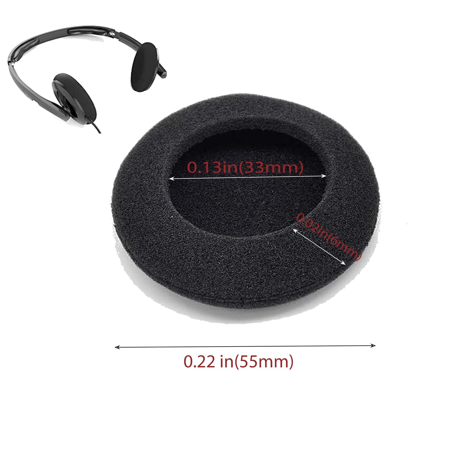 24 Pack Headphone Earpads Replacement Cushions 55MM Black | Soft Headset Ear Covers & Ear Cushions for Plantronics Headsets, Universal Fit for Office Telephone Headsets Daily Use & Maintenance