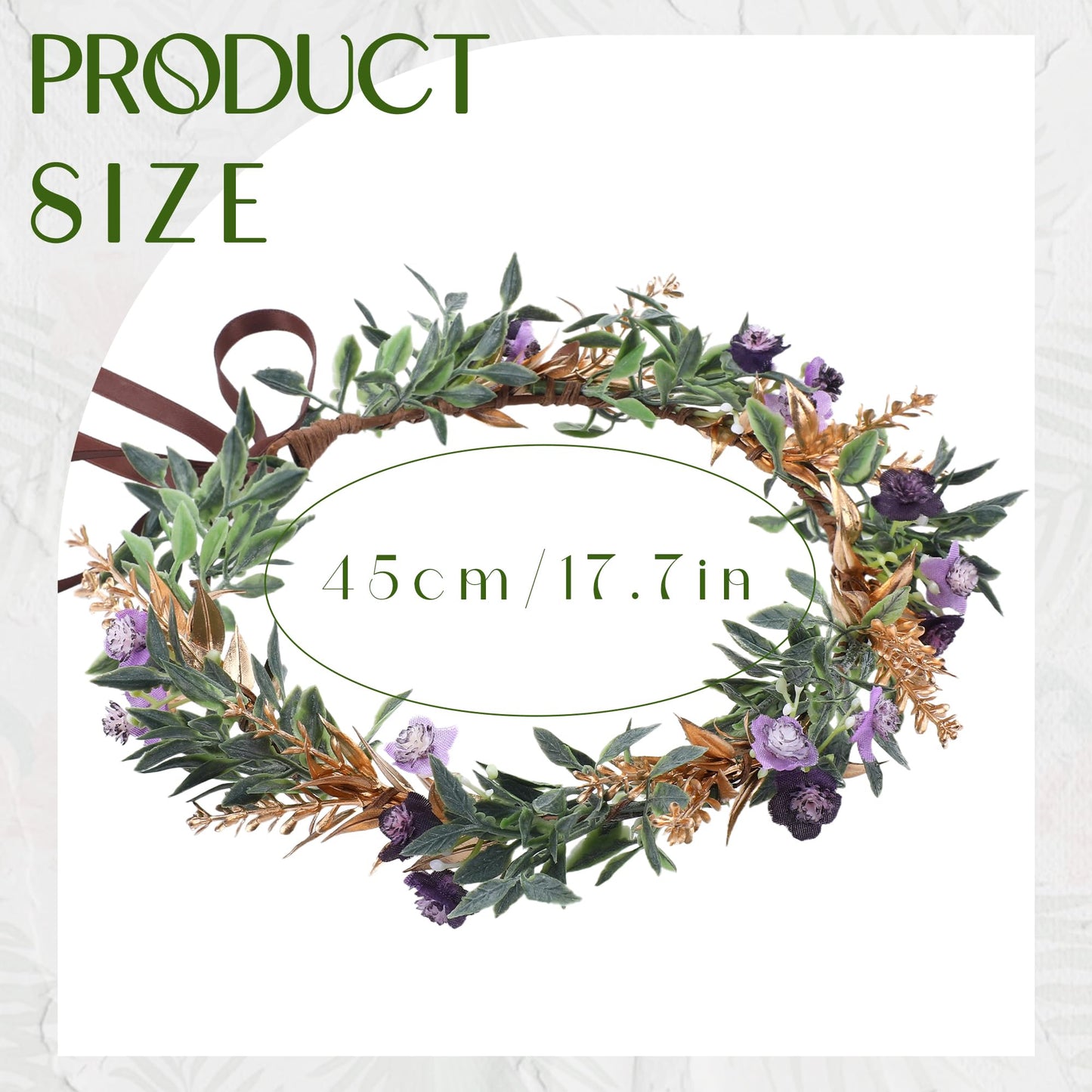 KorViSHOW Flower Crowns Fairy Headband - Golden Green Fairy Floral Headpiece Renaissance Crowns for Bridal Women Girls Renaissance Halloween Renfaire Costume Women Cosplay