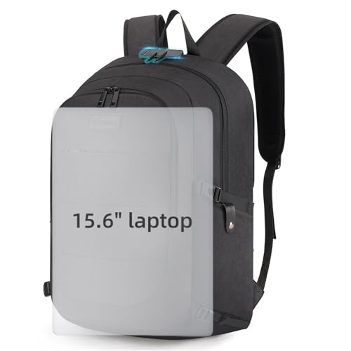 Tzowla Travel Laptop Backpack Water Resistant Anti-Theft Bag with Giant Tumbler Holder Pocket and Lock 15.6 Inch Computer Business Backpacks for Women Men Work College,Casual Daypack(Black)