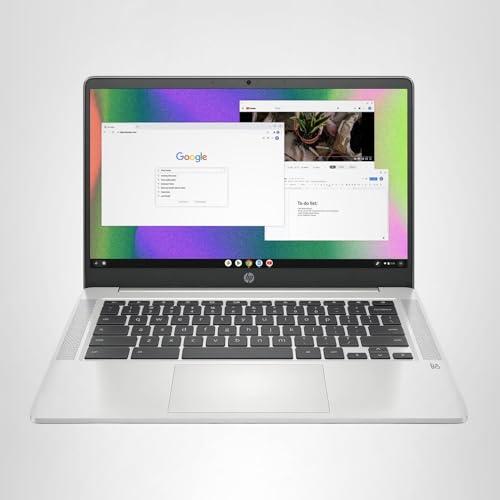 HP Chromebook 14 Laptop, Intel Celeron N4120, 4 GB RAM, 64 GB eMMC, 14" HD Display, Chrome OS, Thin Design, 4K Graphics, Long Battery Life, Ash Gray Keyboard (14a-na0226nr, 2022, Mineral Silver)