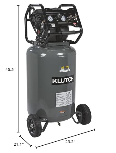 Klutch 29-Gallon Air Compressor, 2.5 HP, 120 Volts, 175 PSI