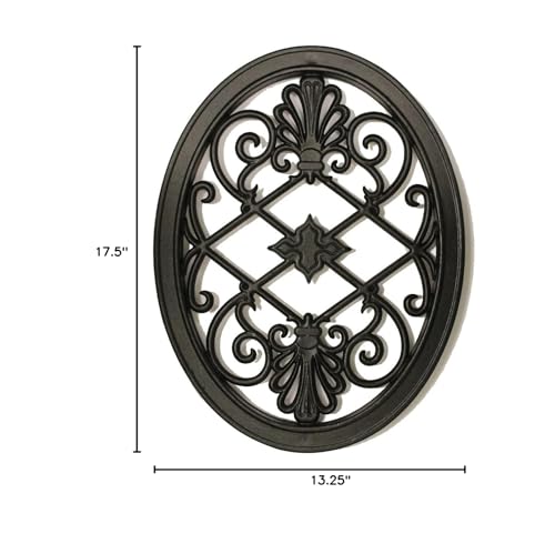 Nuvo Iron Decorative Insert for Fencing, Gates, Home, Garden - Oval, 13" X 17″, Black