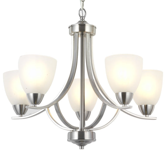 VINLUZ 5 Light Contemporary Chandeliers Brushed Nickel Modern Light Fixtures Ceiling Hanging Industrial Pendant Lighting for Foyer Bedroom Dining Room Bathroom