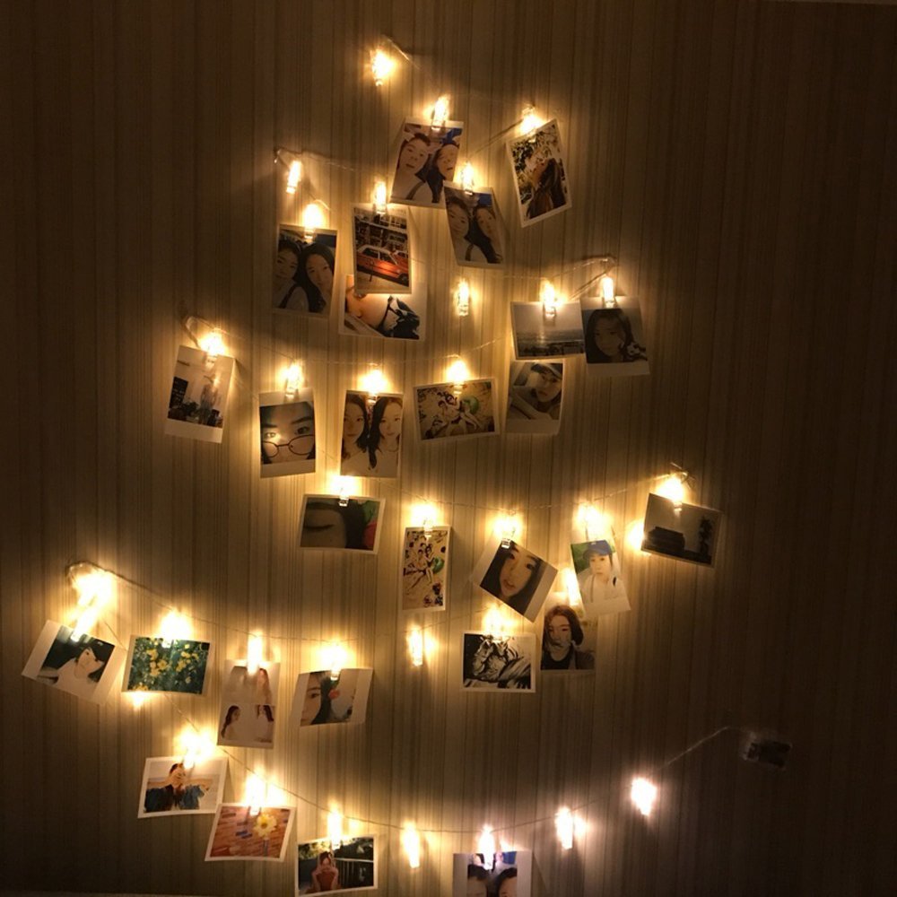AOSTAR Photos Clips String Lights 20 LED Battery Operated Fairy String Lights for Bedroom Hanging Photos, Room Decor for Teen Girls, Thanksgiving Christmas Wedding Decorations(10FT Warm White)