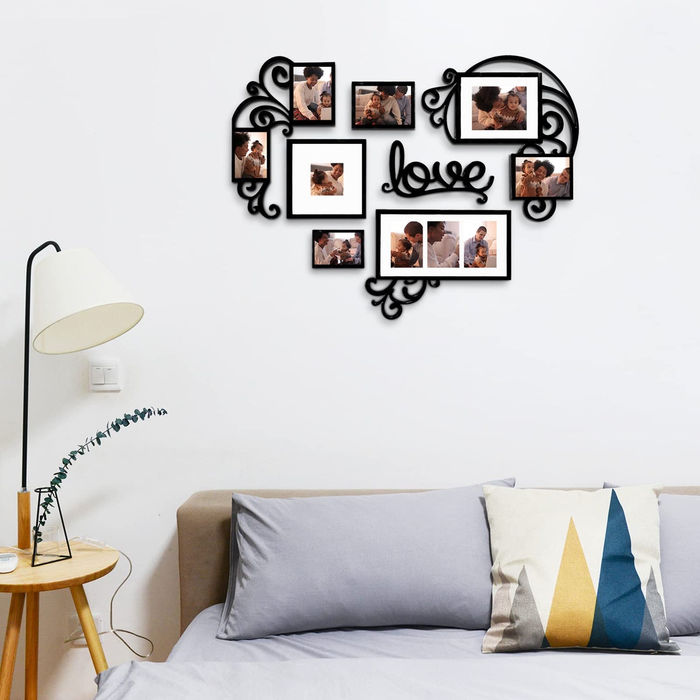 HELLO LAURA-Picture Frame Collage Large Wall Hanging Photo Frames Elegant Heart Collage Frame Gifts for Family Friends 4x6 inch Home Wall Decor Gallery Display (Black -Heart Shape)