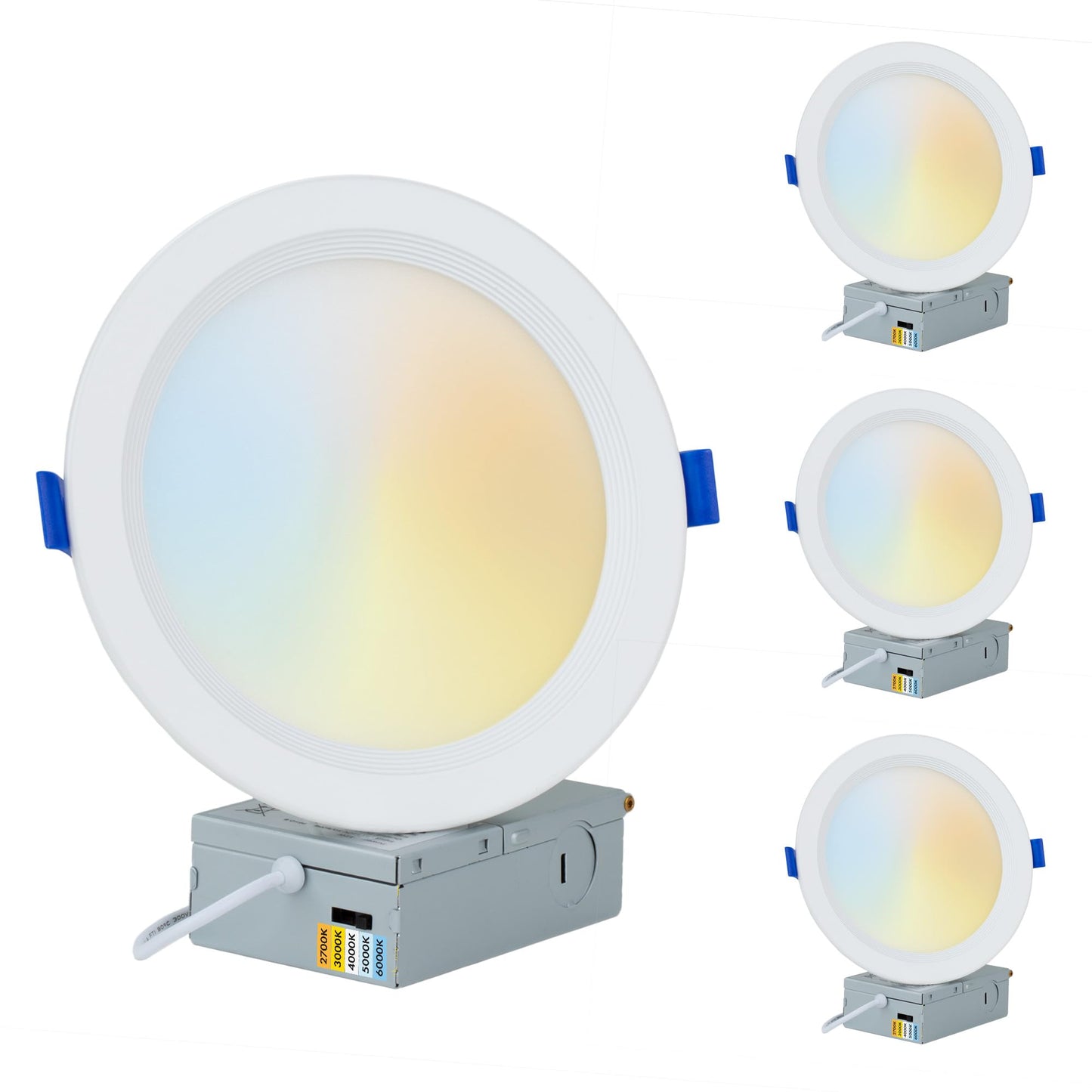 PROCURU Professional 4-Pack 6-Inch 2700K-6000K 5CCT 12W LED, Baffle Style, Heavy Duty Ultra-Thin Recessed Ceiling Slim Downlight, Dimmable, White Trim (VSB65W-4P)