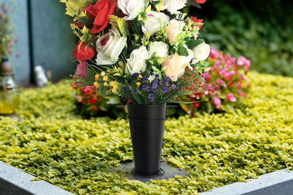 Metal Grave Vase Flower Holder in Base Graveyard Vase Grave Decoration Flower Foam
