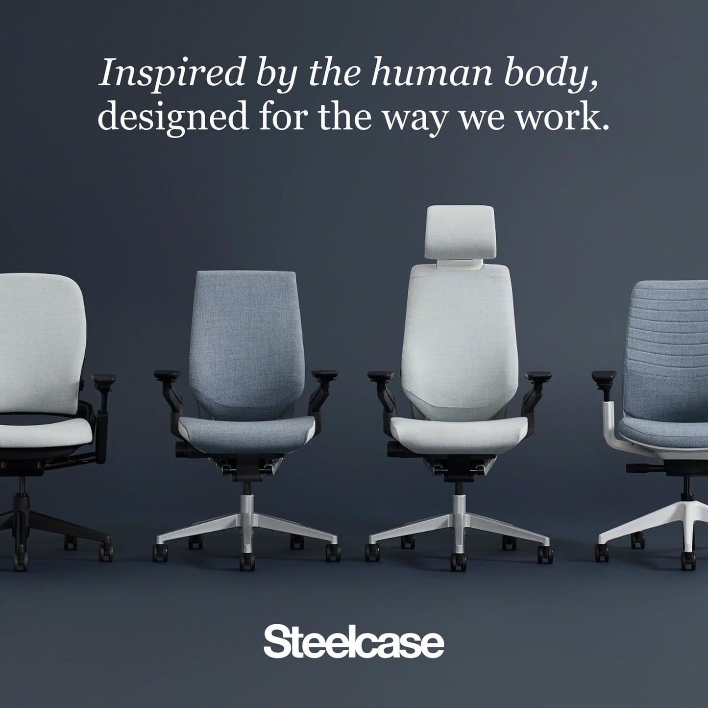 Steelcase Gesture Office Chair - Ergonomic Work Chair with Wheels for Carpet - Comfortable - Intuitive-to-Adjust for Desk - 360-Degree Arms - Licorice Fabric, Dark Frame