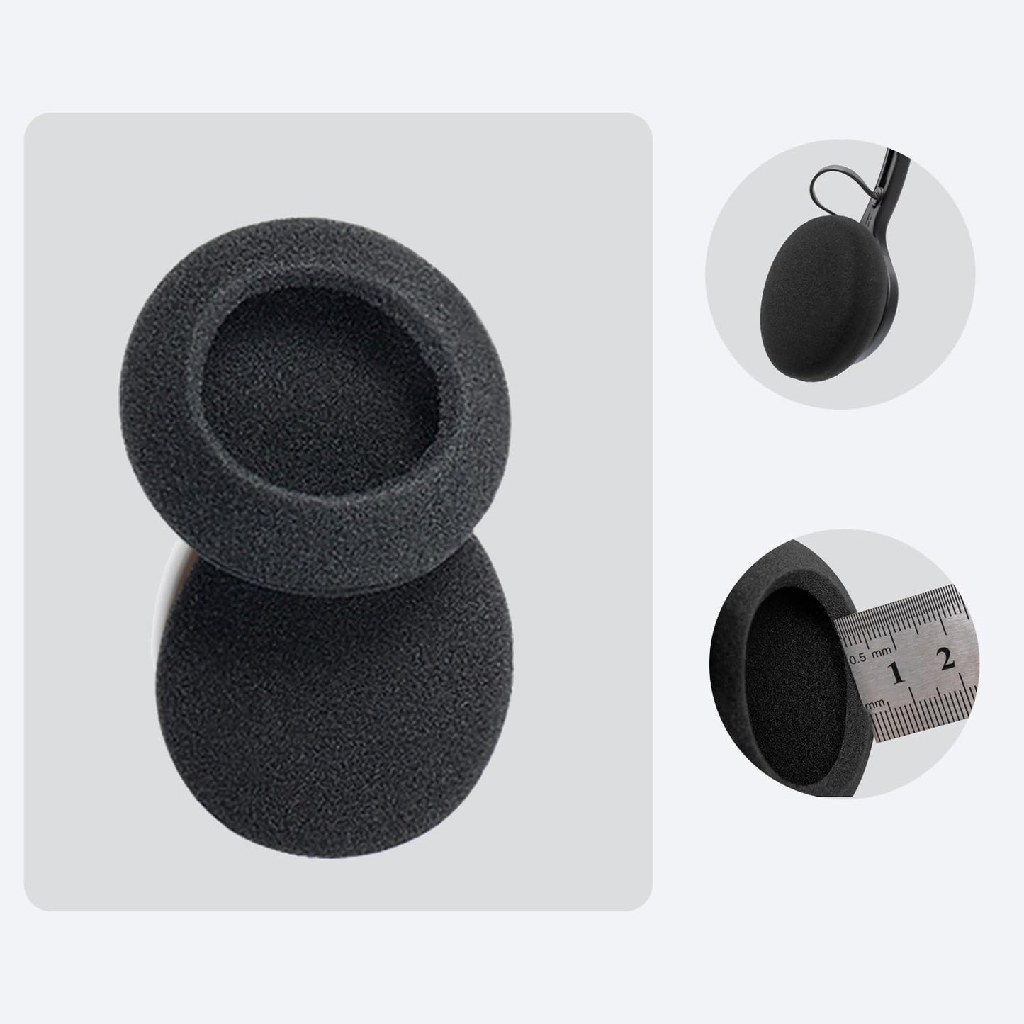 24 Pack Headphone Earpads Replacement Cushions 55MM Black | Soft Headset Ear Covers & Ear Cushions for Plantronics Headsets, Universal Fit for Office Telephone Headsets Daily Use & Maintenance