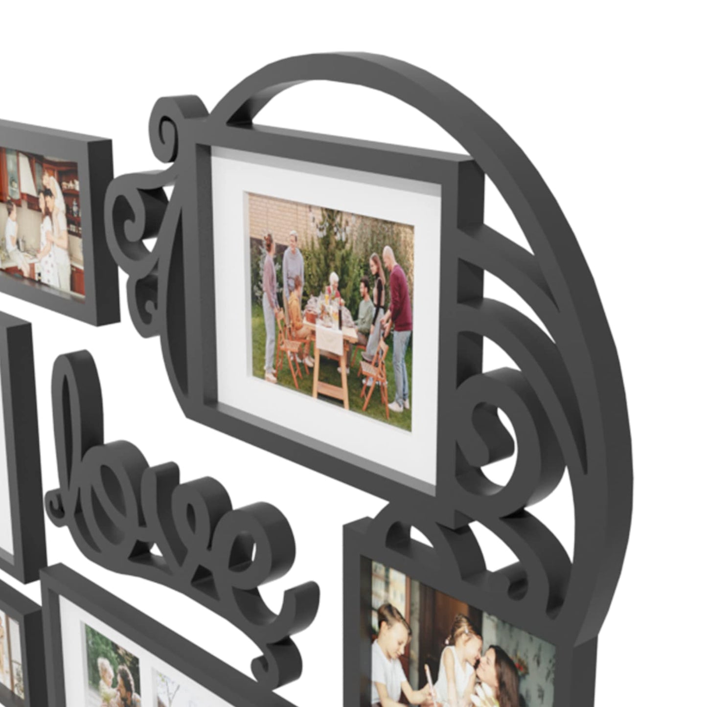 HELLO LAURA-Picture Frame Collage Large Wall Hanging Photo Frames Elegant Heart Collage Frame Gifts for Family Friends 4x6 inch Home Wall Decor Gallery Display (Black -Heart Shape)