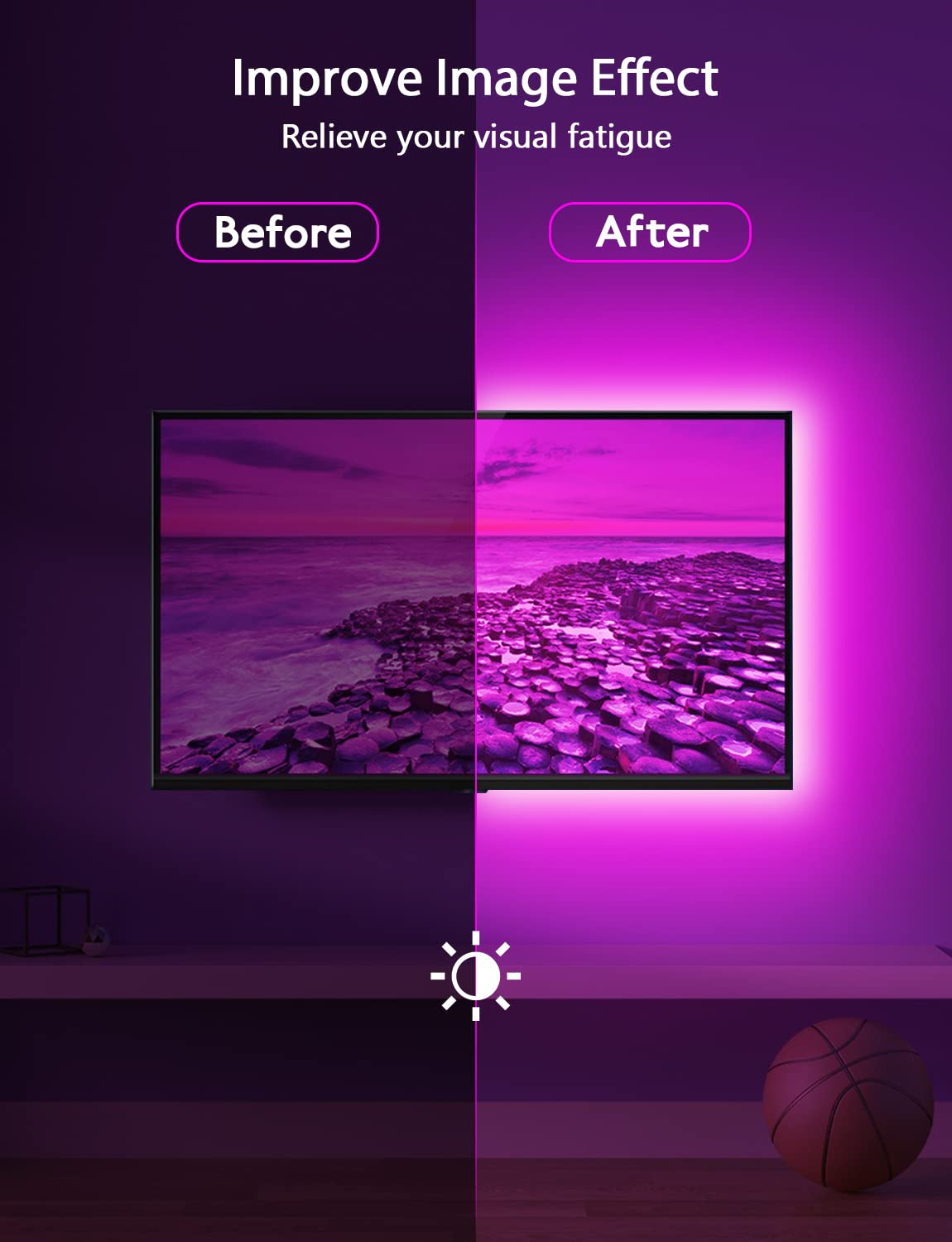 MATICOD LED Lights for TV Led Backlight, 9.84ft RGB Led Strip Lights USB TV Lights Behind 32-43in, APP Remote Control Music Sync TV Led Light for Bedroom Gaming Home Décor