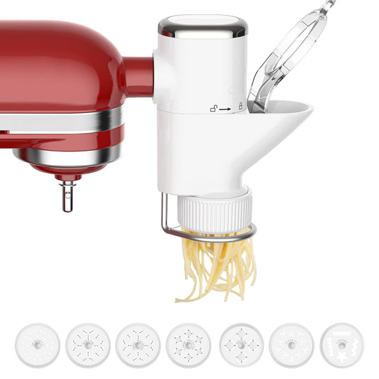 Gourmet Pasta Press Attachment for KitchenAid Stand Mixers, Pasta Attachment for Kitchen Aid Mixer Attachments with 7 Interchangeable Pasta Plates, Pasta Maker by HOZODO