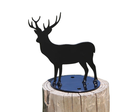 Decorative Deer Post Topper for Round Wood Fence Post, Madison Iron and Wood, Gloss Black