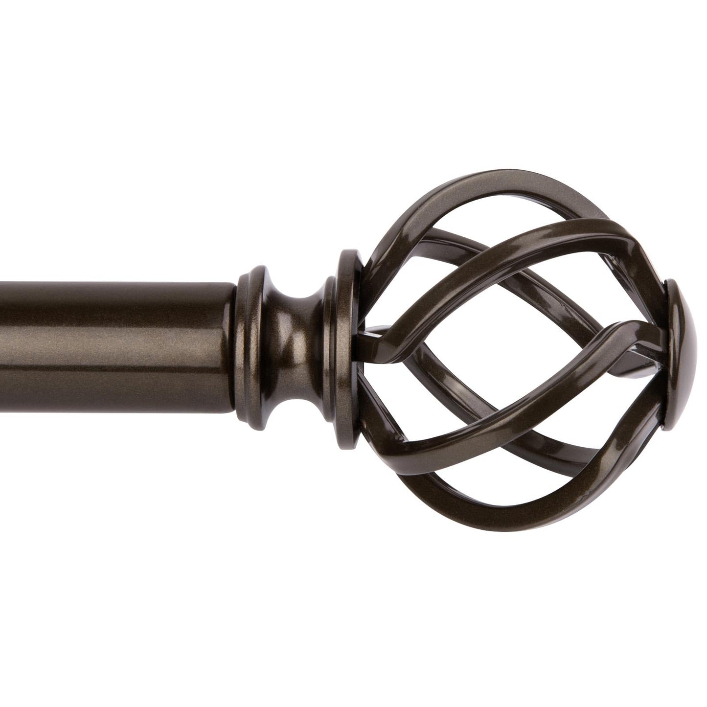 KAMANINA Bronze Curtain Rods for Windows 72 to 144 Inches (6-12ft), 1 Inch Long Curtain Rod 32 to 144, Heavy Duty Decorative Single Drapery Rods, Twisted Cage End
