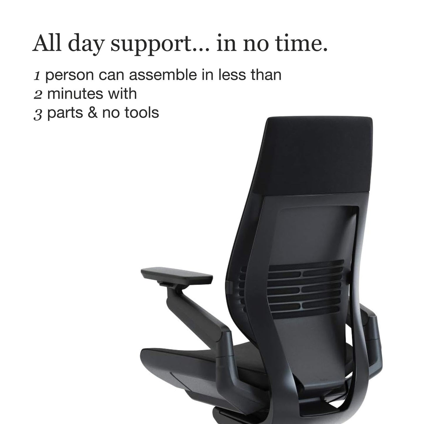 Steelcase Gesture Office Chair - Ergonomic Work Chair with Wheels for Carpet - Comfortable - Intuitive-to-Adjust for Desk - 360-Degree Arms - Licorice Fabric, Dark Frame