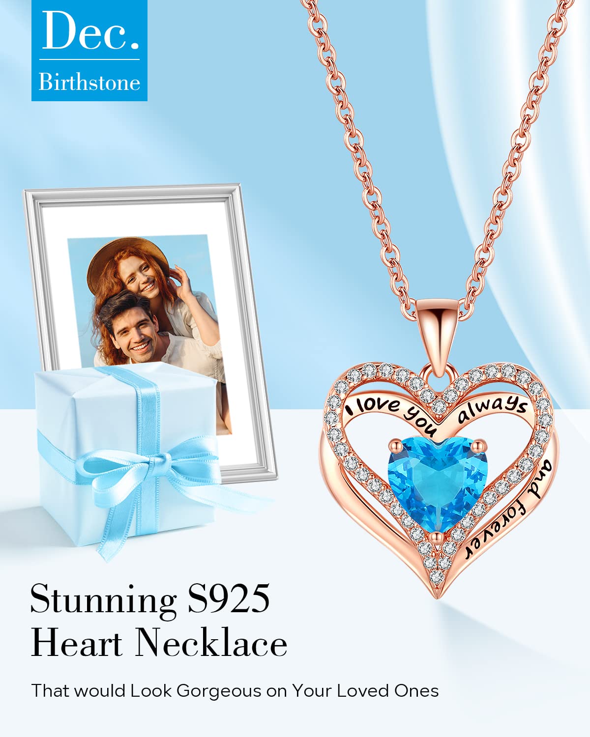 S925 Sterling Silver Necklace for Women, Jewelry for Wife, Birthday Gifts, Anniversary Necklaces, Daughter Heart Love Jewel, Gift for Her, Dec