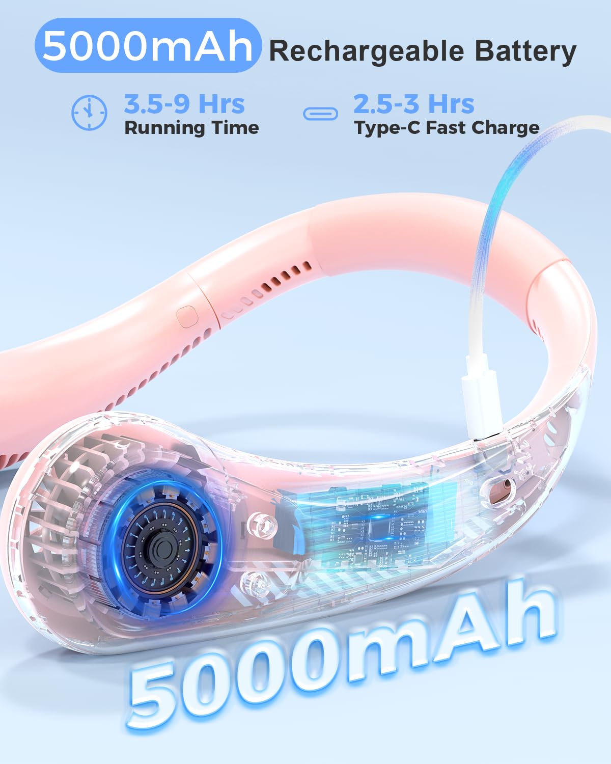 Portable Bladeless Neck Fan, Birthday Gifts for Girl Boy Mom Dad, Father‘s & Mother’s Day Gifts, Wearable Cooling Fan Rechargeable for Camping Travel Beach Golf Cruise Essentials 2026 New