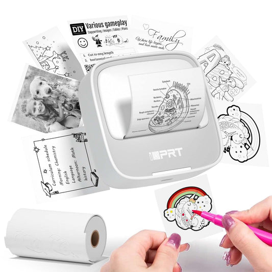 iDPRT Sticker Printer, Portable Sticker Maker Machine, Mini Inkless Bluetooth Thermal Printer for iPhone & Android, Pocket Printer for Labels, Barcodes, DIY Journaling, Kids Gift, Gray