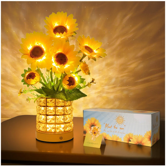 YWYWLED Sunflower LED Lamp,USB Rechargeable Touch Night Light, 3 Color Stepless Dimmable,Small Battery Flower Decor for Bedroom, Restaurant, Bar – Birthday, Mother’s Day,Wedding Gifts for Women,Mom