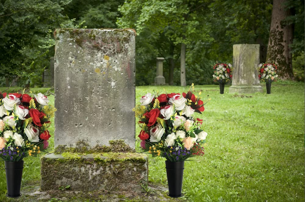 Metal Grave Vase Flower Holder in Base Graveyard Vase Grave Decoration Flower Foam