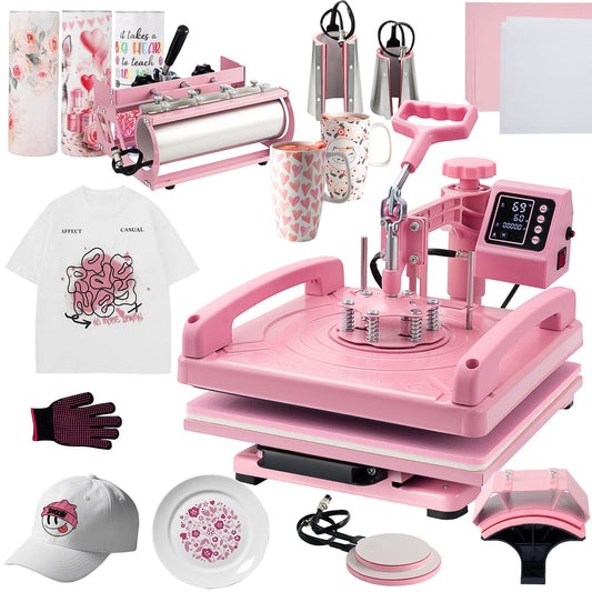Hitgrand Heat Press 15x15 inch, Heat Press Machine for T-Shirts, 8 in 1 Heat Press with 30 OZ Tumbler Press, Combo Tumbler Heat Press Machine Sublimation for Hat Cap Mug Plate