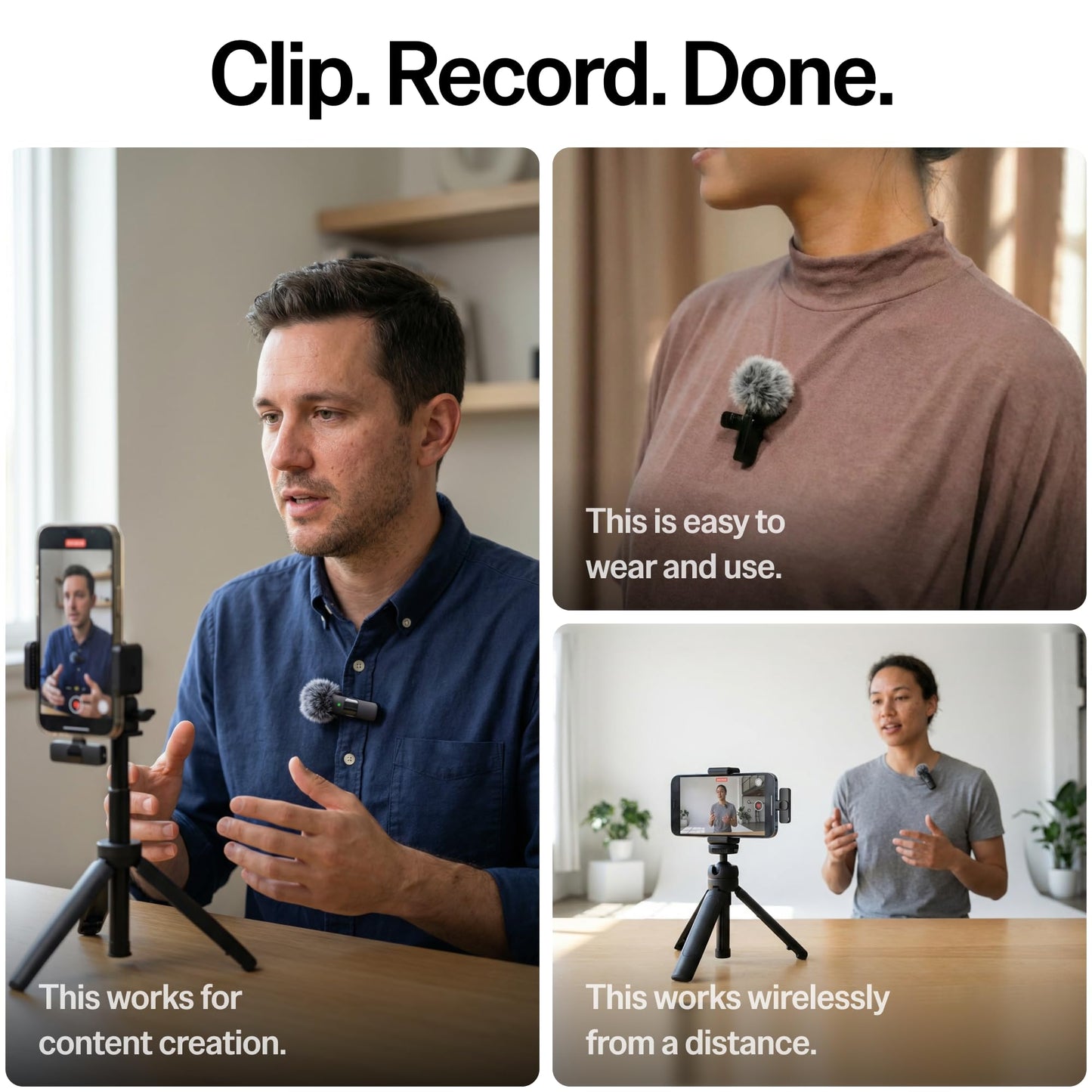 Mini Mic Pro (Latest Model) - Wireless Mini Microphone for iPhone, iPad, Android - 2 Pack Lavalier Microphone for Video Recording - iPhone Mic Crystal Clear Recording with USB-C for Content Creators