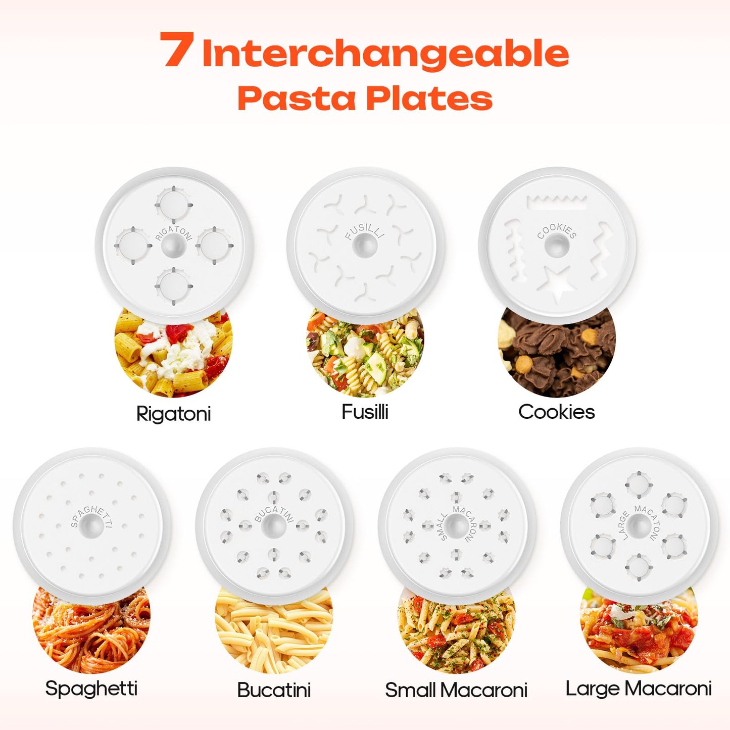 Gourmet Pasta Press Attachment for KitchenAid Stand Mixers, Pasta Attachment for Kitchen Aid Mixer Attachments with 7 Interchangeable Pasta Plates, Pasta Maker by HOZODO