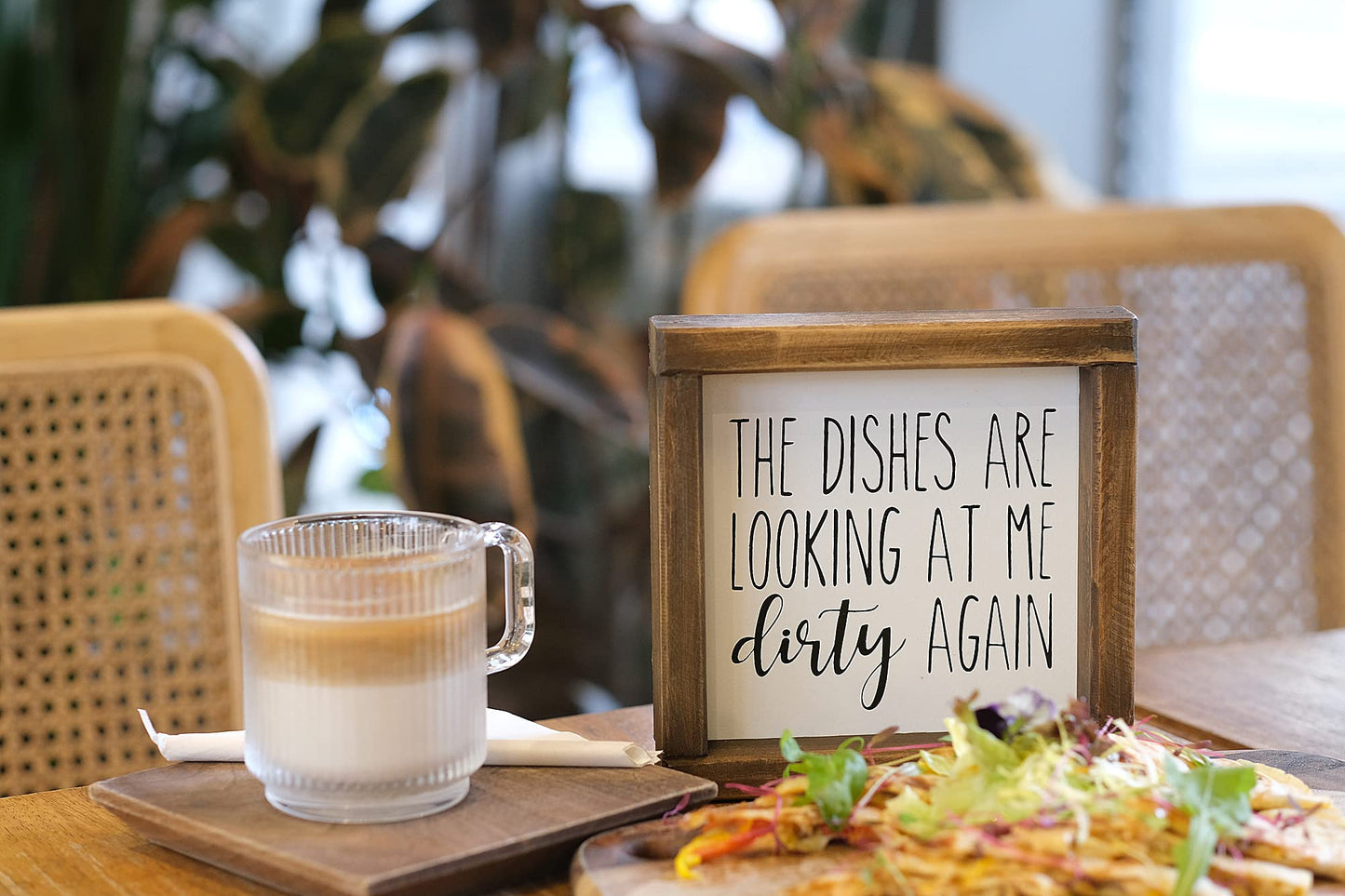 Lavender Inspired The Dishes are Looking at Me Dirty Again -Funny Kitchen Signs-Mini Farmhouse Framed Kitchen Decor-Tiered Tray Sign-Kitchen Counter-Rae Dunn Sign-Shelf Sitter-Kitchen Humor-Moms Gift