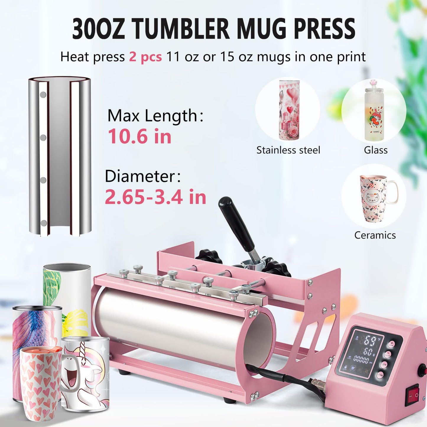 Hitgrand Heat Press 15x15 inch, Heat Press Machine for T-Shirts, 8 in 1 Heat Press with 30 OZ Tumbler Press, Combo Tumbler Heat Press Machine Sublimation for Hat Cap Mug Plate