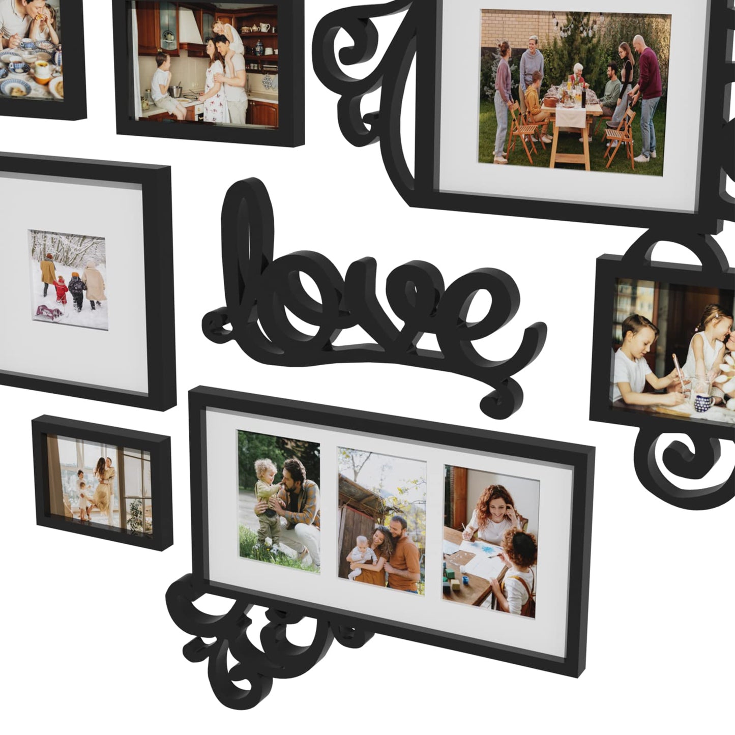 HELLO LAURA-Picture Frame Collage Large Wall Hanging Photo Frames Elegant Heart Collage Frame Gifts for Family Friends 4x6 inch Home Wall Decor Gallery Display (Black -Heart Shape)