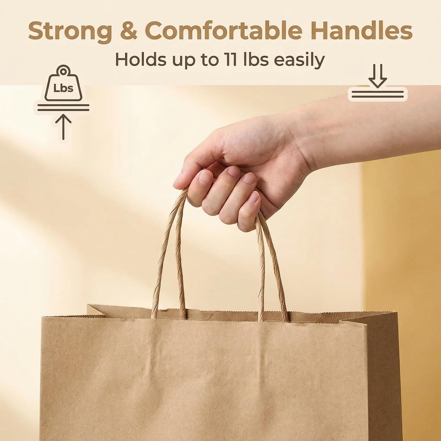 PAICUIKE 130pc Brown Paper Bags with Handles Bulk Brown Gift Bags - Assorted Sizes for Party, Retail & Business Use, Birthday,Weeding, Baby Shower