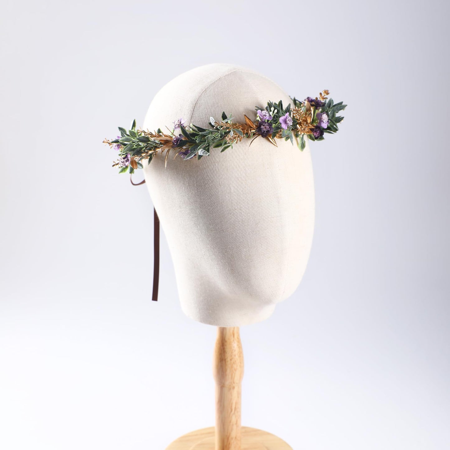 KorViSHOW Flower Crowns Fairy Headband - Golden Green Fairy Floral Headpiece Renaissance Crowns for Bridal Women Girls Renaissance Halloween Renfaire Costume Women Cosplay