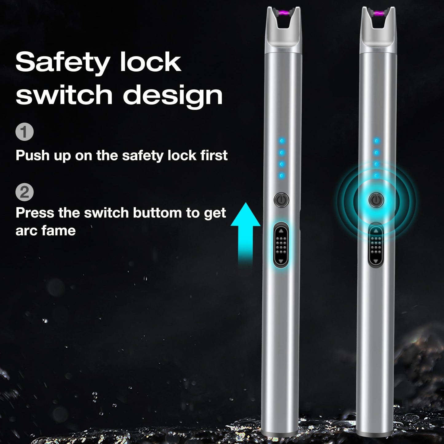 Luxgaze 3 Pack Electric Candle Lighter Rechargeable USB Lighters Flameless Windproof Plasma Arc Lighters with Safety Lock Long Lighter for Candle BBQ Camping Birthday Party