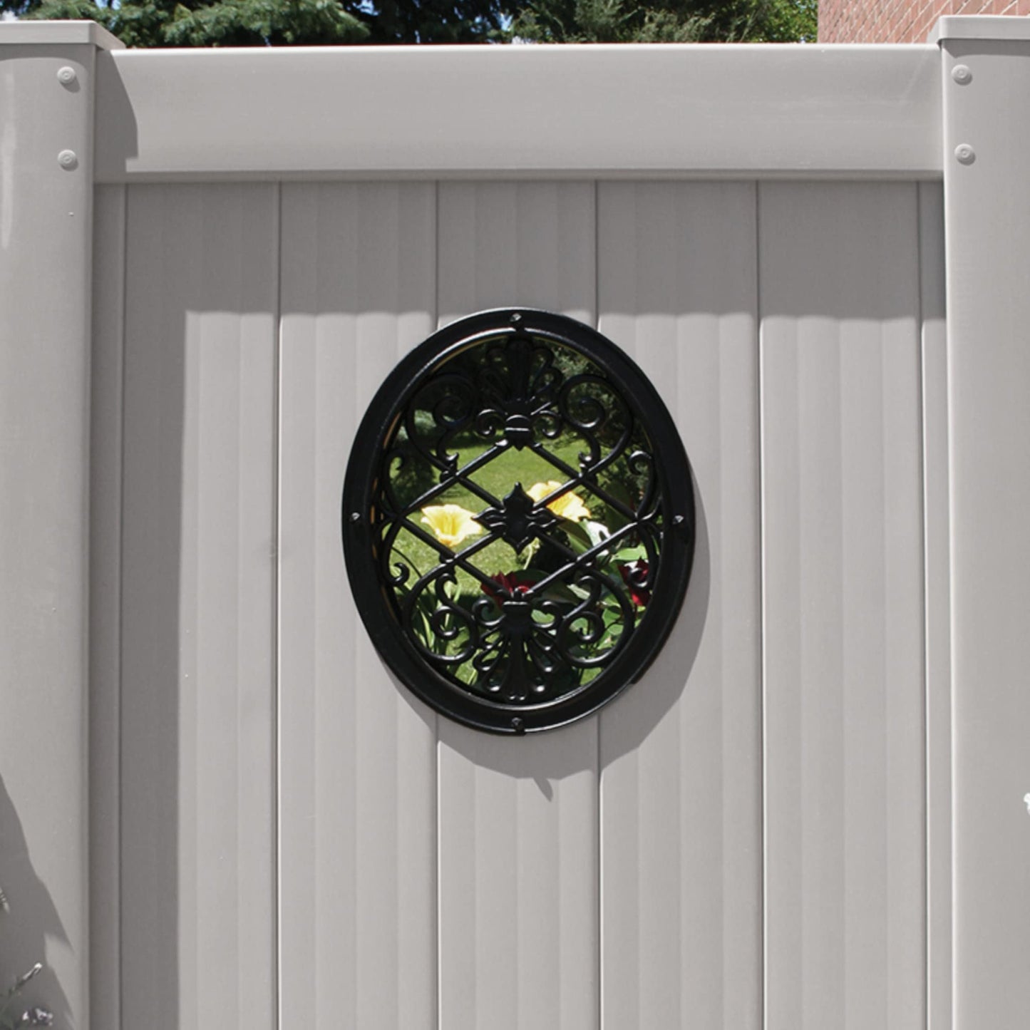Nuvo Iron Decorative Insert for Fencing, Gates, Home, Garden - Oval, 13" X 17″, Black