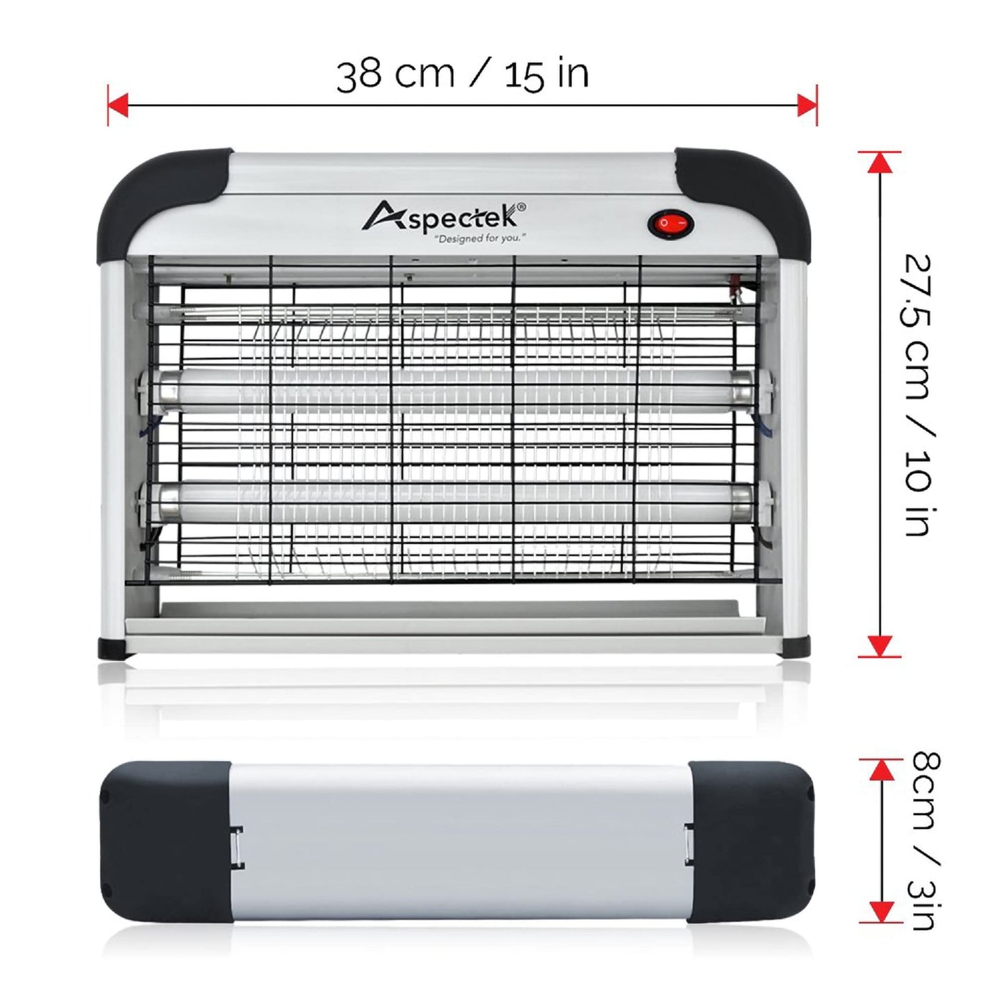 ASPECTEK Insect Killer, Bug Zapper, Powerful 20W Electronic Indoor Fly Zapper for Mosquito, Fungus Gnat, Asian Beetle, Moth, Flying Pests - Indoor Use, Includes 2-Pack Replacement Bulbs