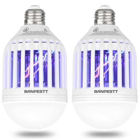 [2-Pack] BANPESTT Bug Zapper Light Bulb 2-in-1 Indoor Mosquito Zapper Gnat Trap- Electric Fly Insect Killer&Bug Catcher for Home Backyard Patio