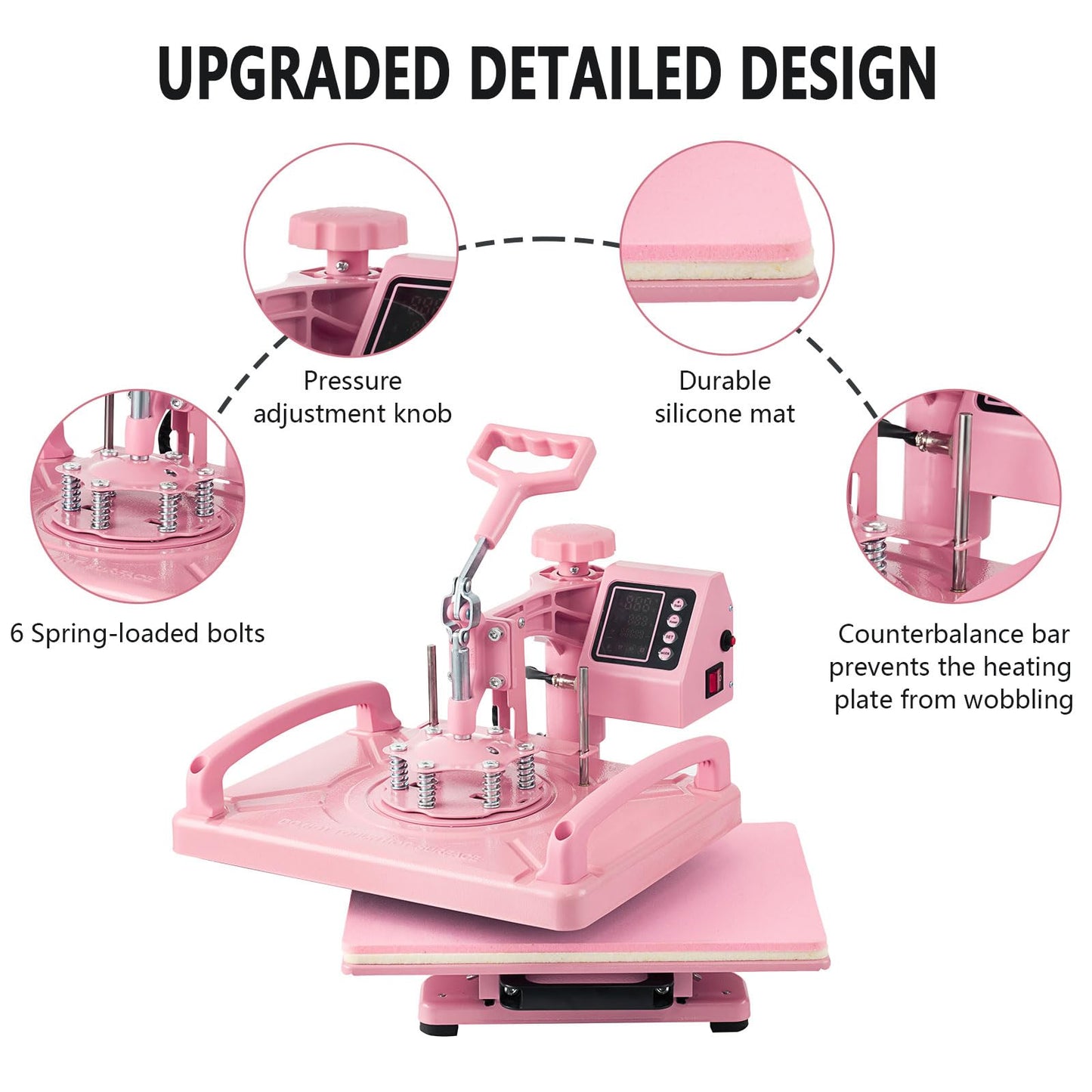 Hitgrand Heat Press 15x15 inch, Heat Press Machine for T-Shirts, 8 in 1 Heat Press with 30 OZ Tumbler Press, Combo Tumbler Heat Press Machine Sublimation for Hat Cap Mug Plate