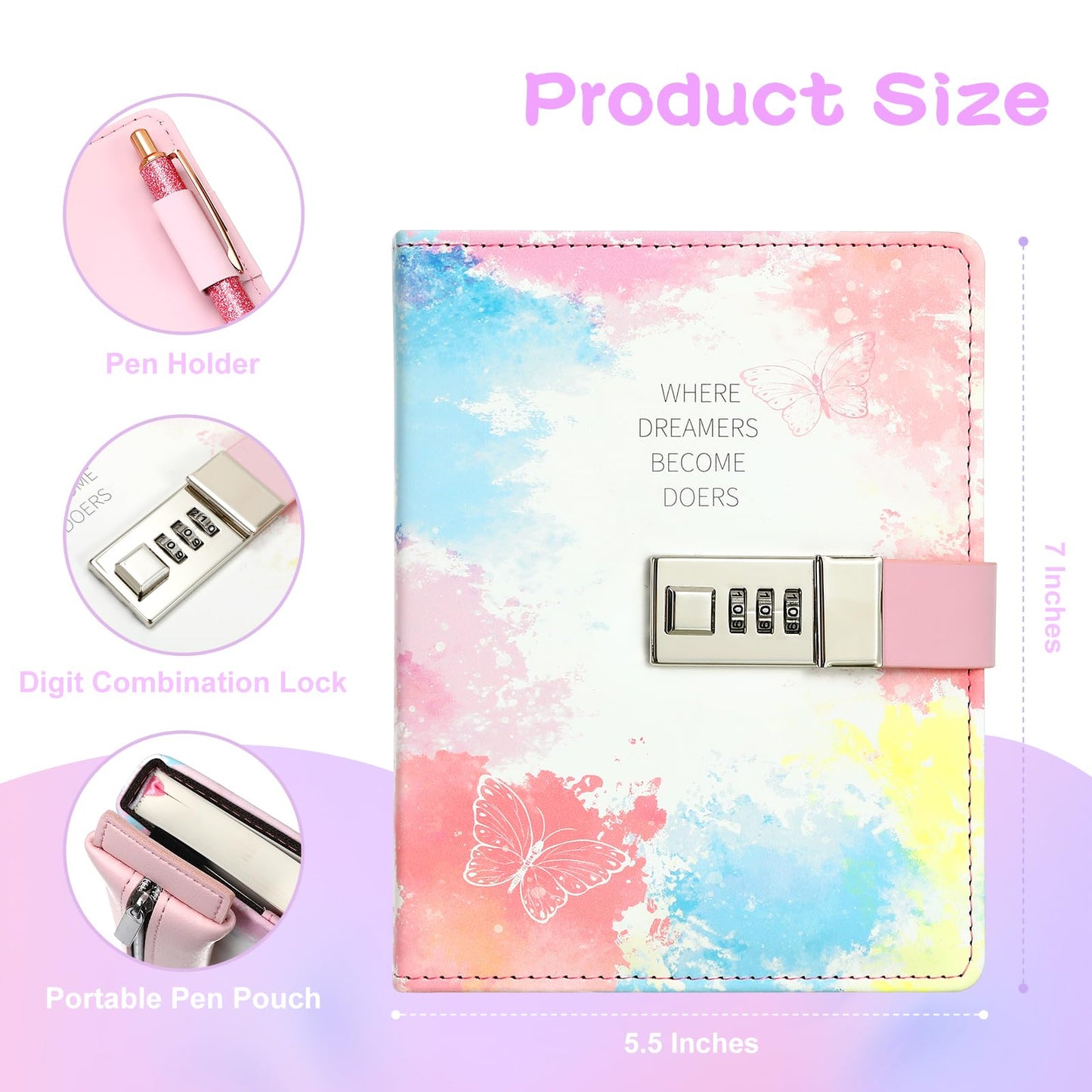 JIALILI Diary with Lock for Girls, Birthday Gift Ideas for 8, 9, 10, 11, 12 Year Old, Kids Journals Set for Girls Ages 8-12 teen, Girls Secret Diary Gift Set With 8 pack