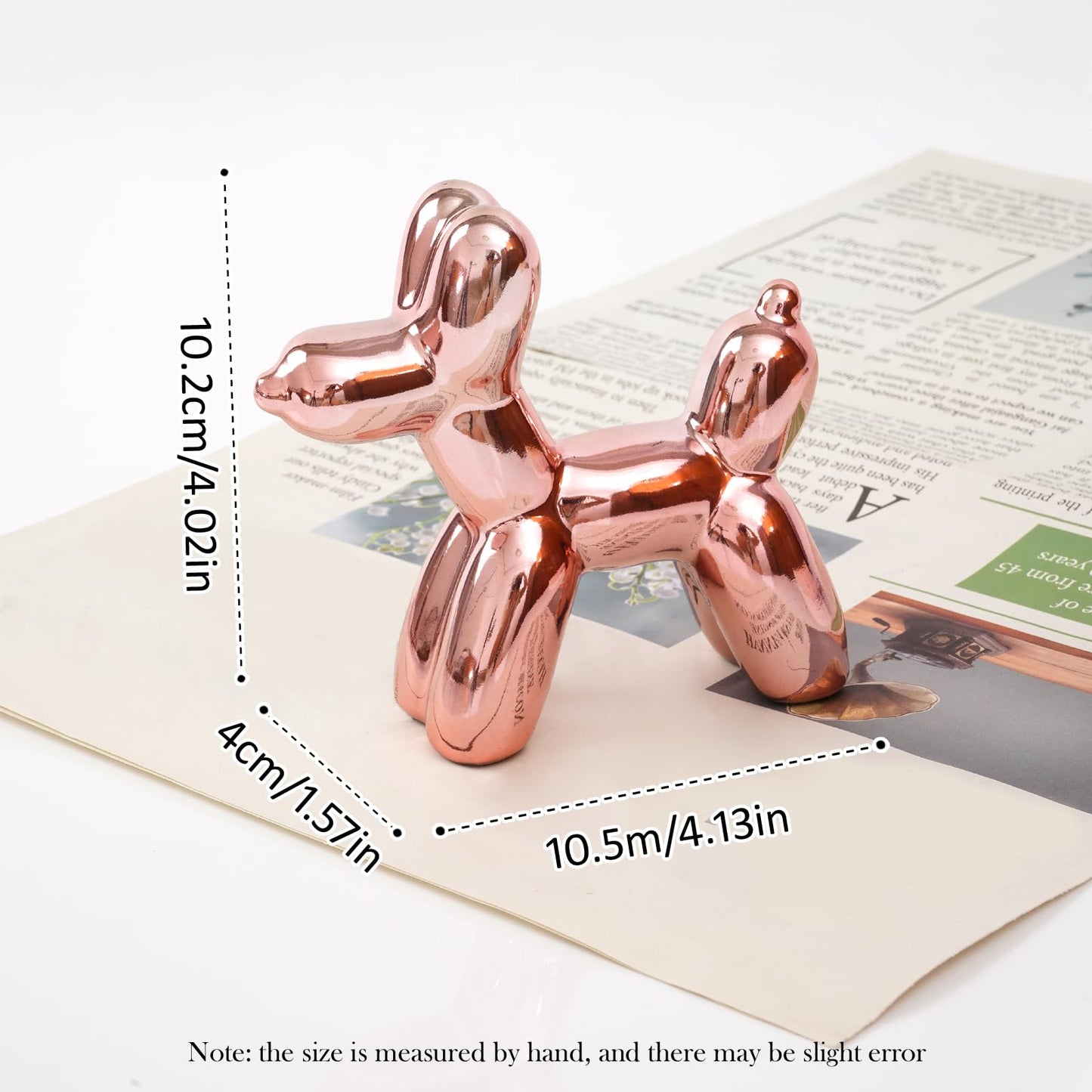 Notakia Cute Ceramics Pink Balloon Dog Statue Crafts Living Room Desktop Decorations,Handmade Modern Small Ceramic Animal Statue Ornament Home Decor Accents (Pink Balloon Dog)