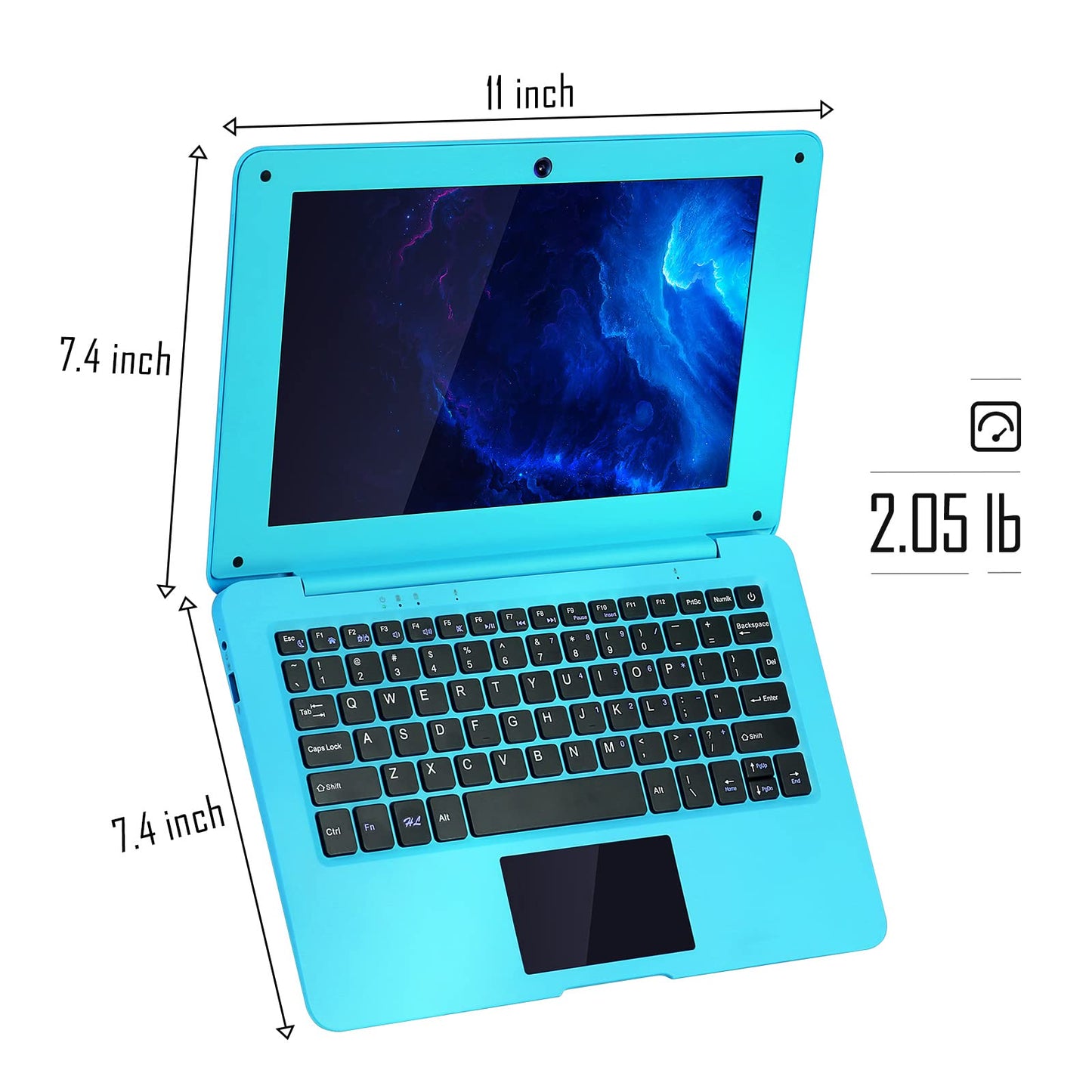 G-Anica Laptop Computer(10.1 inch), Quad Core Powered by Android 12.0, Netbook Computer with WiFi, Webcam and Bluetooth, Mini Laptop with Bag, Mouse, and Mouse Pad for Kids and Adults（Blue）