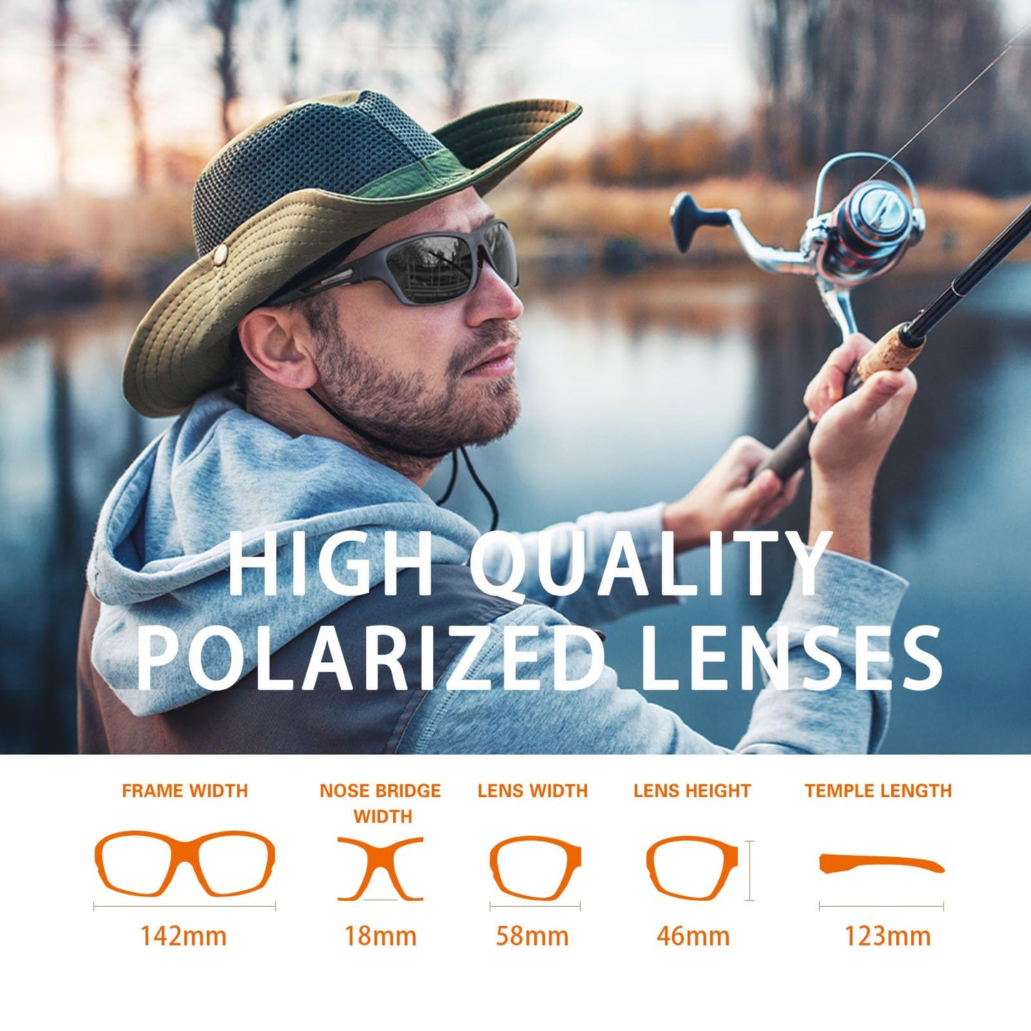 suoso Polarized Sports Sunglasses for Men: UV400 Protection Glasses Wrap Around Goggles for Driving Fishing