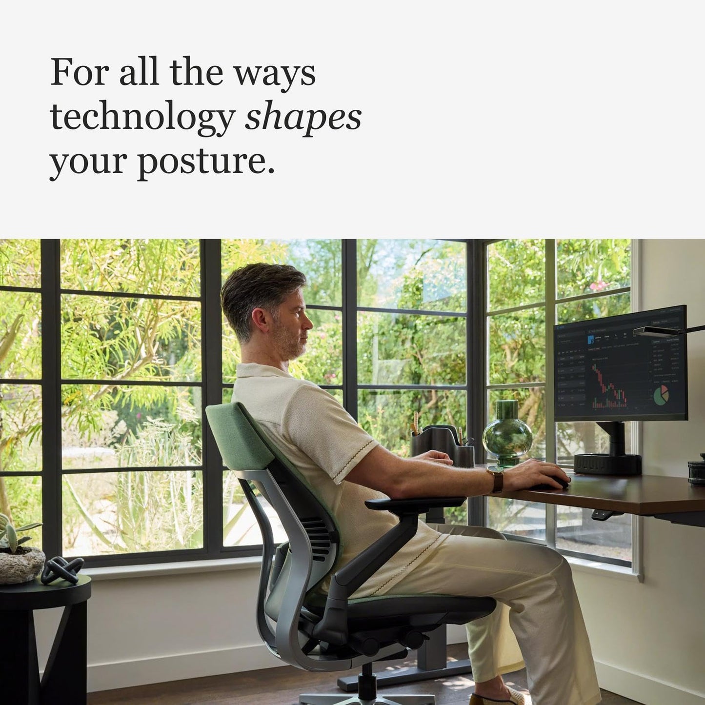 Steelcase Gesture Office Chair - Ergonomic Work Chair with Wheels for Carpet - Comfortable - Intuitive-to-Adjust for Desk - 360-Degree Arms - Licorice Fabric, Dark Frame