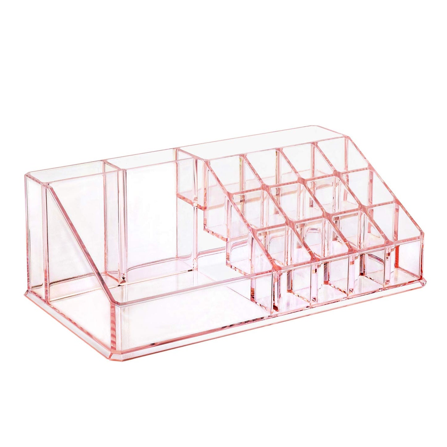 Ikee Design Pink Jewelry & Cosmetic Storage Display Boxes Two Pieces Set, Pink Cosmetic Jewelry Organizer Makeup Holder, Organizer for Vanity