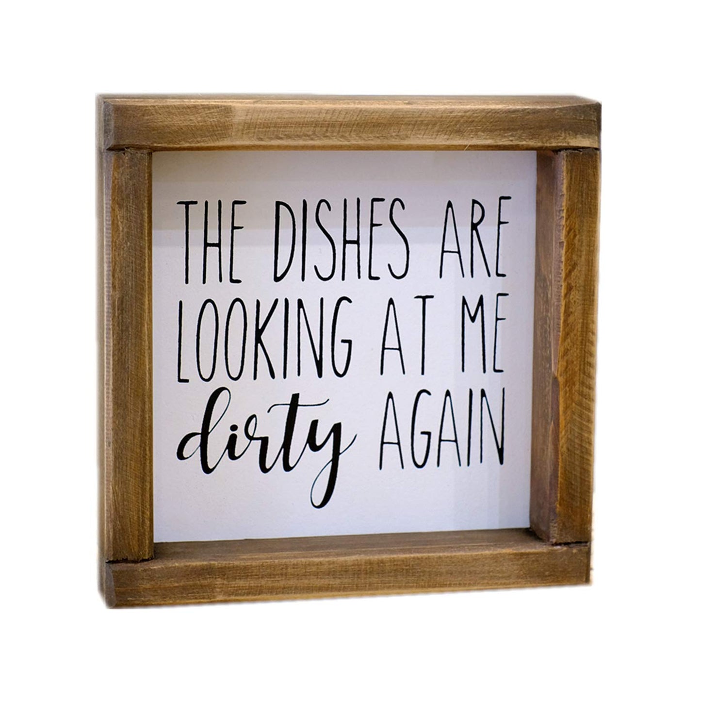 Lavender Inspired The Dishes are Looking at Me Dirty Again -Funny Kitchen Signs-Mini Farmhouse Framed Kitchen Decor-Tiered Tray Sign-Kitchen Counter-Rae Dunn Sign-Shelf Sitter-Kitchen Humor-Moms Gift