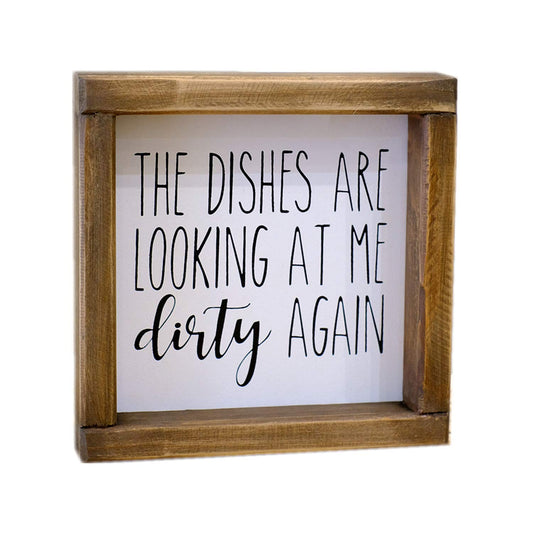 Lavender Inspired The Dishes are Looking at Me Dirty Again -Funny Kitchen Signs-Mini Farmhouse Framed Kitchen Decor-Tiered Tray Sign-Kitchen Counter-Rae Dunn Sign-Shelf Sitter-Kitchen Humor-Moms Gift