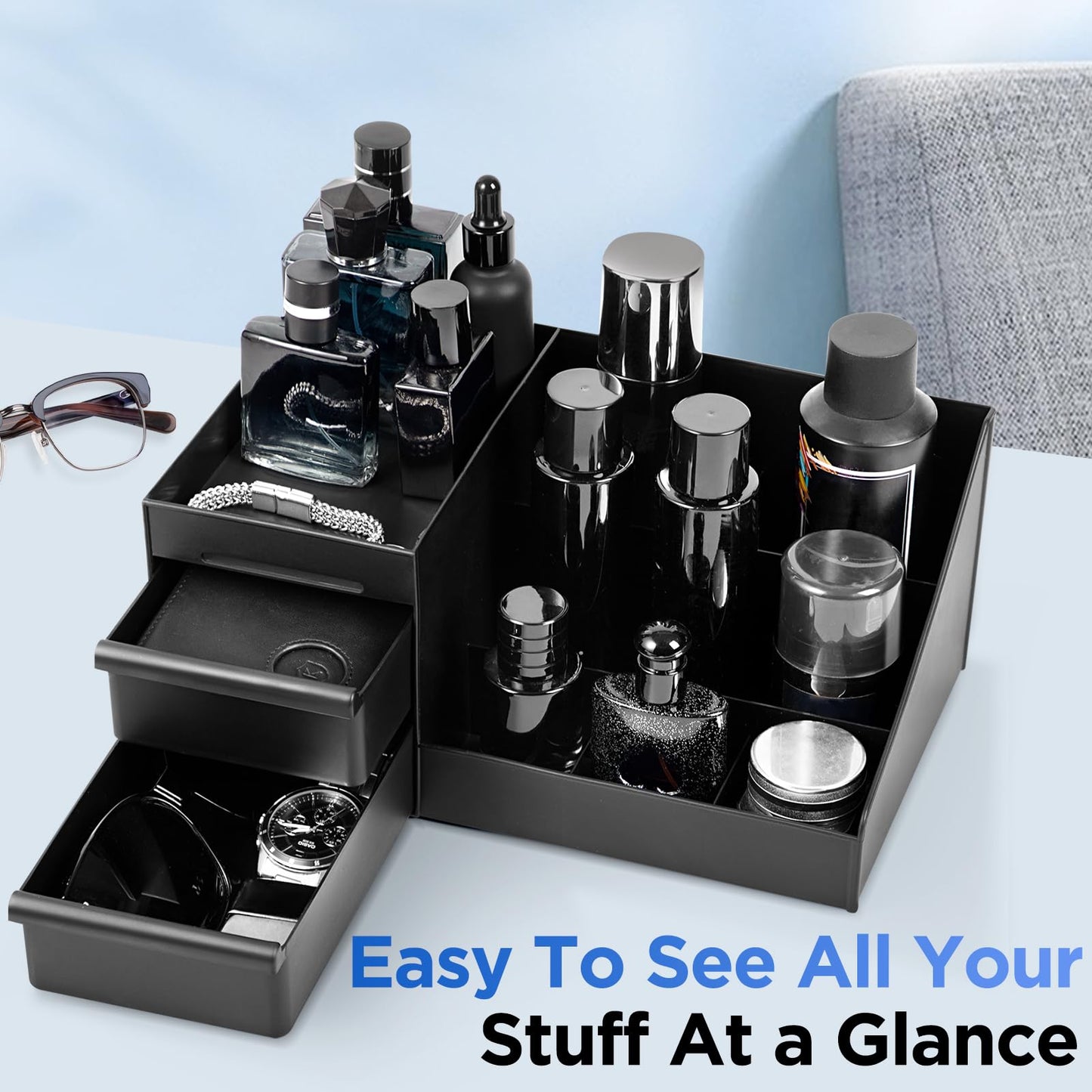 Mens Organizer,Perfume Organizer,Cologne Stand,Cologne Shelf,Perfume Stand,Bathroom Countertop Storage,Shelf for Bathroom Counter,Mens Dresser,Men Bedroom,Bathroom Organizers And Storage,Gifts For Men