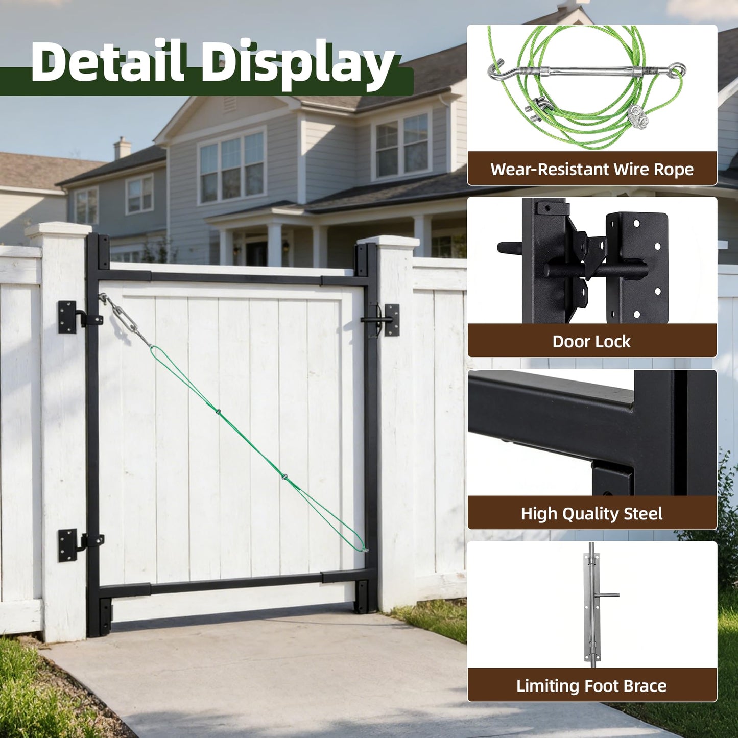 Heavy-Duty Adjustable Fence Gate Kit - 36" to 72" Wide DIY Gate Kit for Wooden Fence Using 1x4 & 2x4 Lumber, Complete Gate Kit for Building Sturdy 4 to 5 Foot Backyard Wood Gates /2 PCS