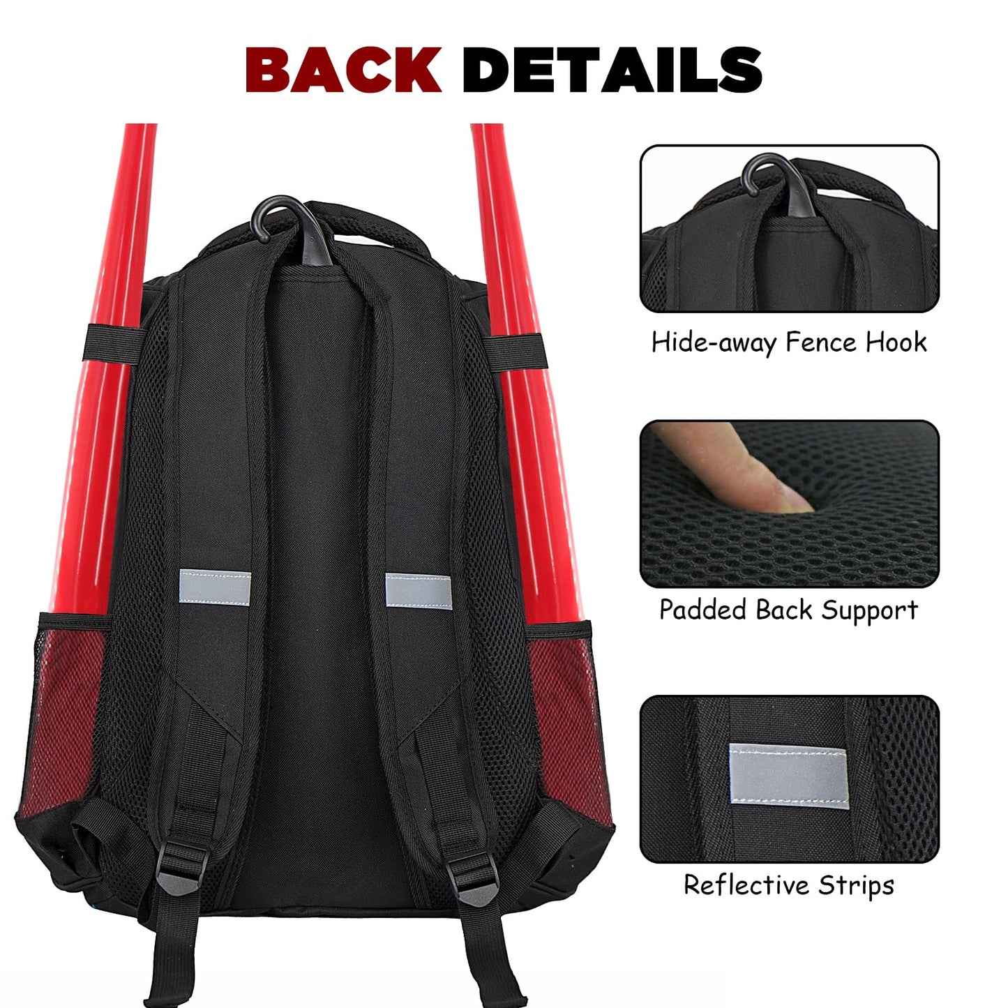 Goloni | Baseball Backpack Bag For Adult and Youth Baseball & Softball Equipment Bags Bat bag | shoes compartment & Fence Hook